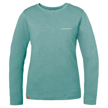 ├登山樂┤日本 mont-bell MW PLUS LIGHT L/S T 女款美麗諾羊毛長T 藍綠 # 1114607BGN