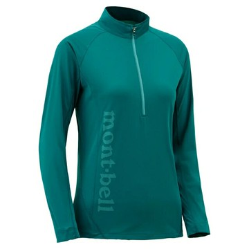 ├登山樂┤Mont-Bell LT Cool LS ZIP 女款長袖半門襟 # 1114455MALD 藍綠色