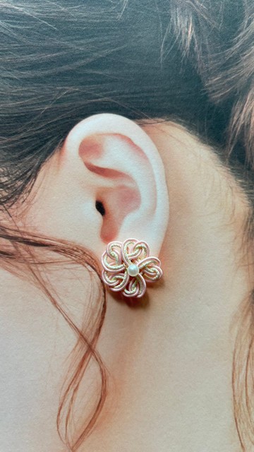 粉色五瓣花耳環