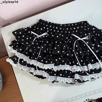 大促銷臘 女裙子 蛋糕裙 半身裙 辣妹裙 原創設計甜美蝴蝶結少女蕾絲花邊波點蛋糕裙日系半身裙蓬蓬裙短裙