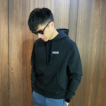 美國百分百【全新真品】Calvin Klein 連帽上衣 棉質 CK 帽T 長袖 上衣 logo 黑色 CG01
