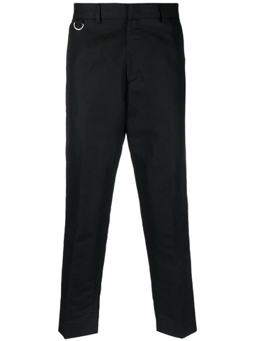 Low Brand - mid-rise cropped trousers - men - Linen/Flax/Cotton - 32 - Black
