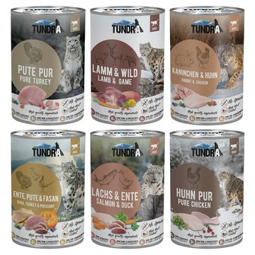 TUNDRA 【12入組】德國-貓咪自然飲食機能配方無穀(無卡拉膠)貓用主食罐系列 400g