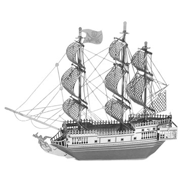 3D立體微型雕塑拼圖 海盜船 Set  精密激光切割高品質金屬模型，易組裝，雙面鏡面不鏽鋼  2片  1組