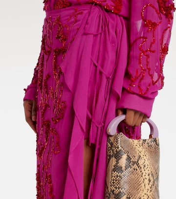 Dries Van Noten Sequined draped chiffon midi skirt