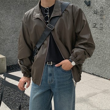 正韓質感翻領寬版皮革外套 4色 YUPPIE 現貨優惠