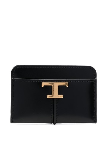Tod's - logo-plaque leather card holder - women - Calf Leather - One Size - Black