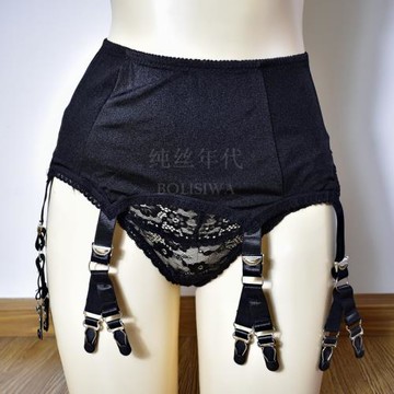 包郵復古歐美6吊帶12爪金屬扣魚嘴扣人字鉤腰封吊襪帶有超加大碼