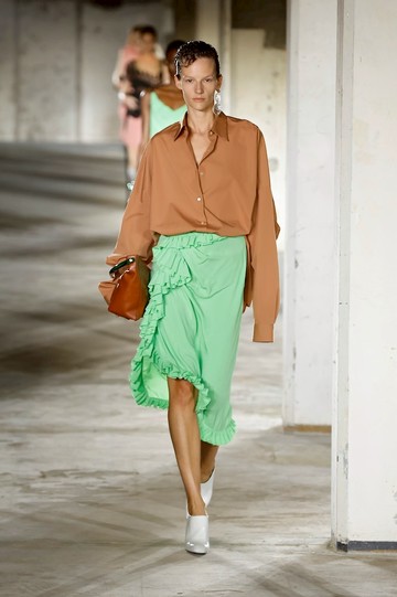 Dries Van Noten Ruffle-trimmed crêpe midi skirt