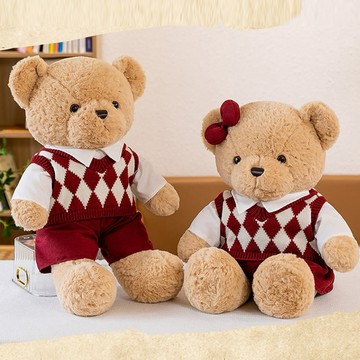 【COZY PLUS+】學院風毛衣情侶泰迪熊玩偶 APR23 #CP0194 娃娃 禮物 生日禮物 交換禮 可愛毛絨玩偶 玩具