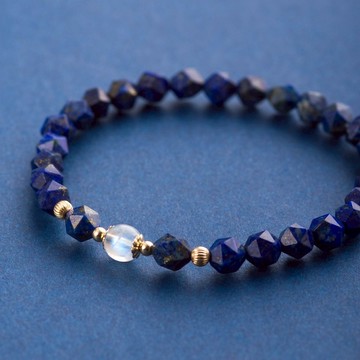 幾何青金石手鍊 |14K包金月亮石 | 月光石14KGF手鍊 (優化加色)