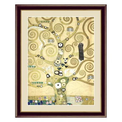 絵画 グスタフ・クリムト Gustav Klimt 生命の樹 F4 42×34cm アート額絵 G4-bm073　額入り 額装込 リビング インテリア アートパネル おしゃれ 玄関 贈り物