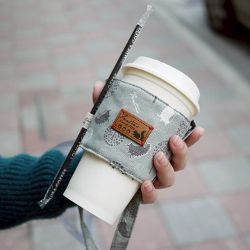 雙層隔熱飲料提袋 -叢林躲貓貓- (月球灰)/交換禮物/畢業季