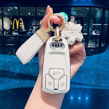 適用AUDI奧迪鑰匙套 防刮耐磨鑰匙包適用A3/A4/A5/Q3/Q5汽車遙控保護殼 TPU汽車鑰匙殼 汽車鑰匙保護套