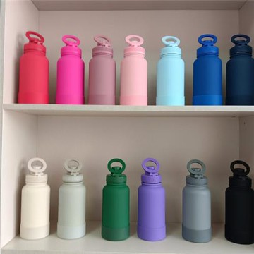 新款304不銹鋼真空雙層保溫杯手提磁吸蓋太空壺手機支架運動水壺