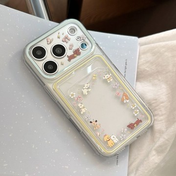 小衆狗狗卡包適用iPhone17promax手機殼13蘋果15透明插卡包16全包