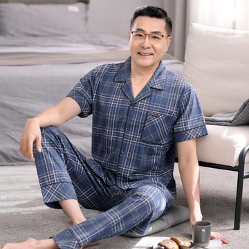 睡衣男士夏季純棉短袖長褲薄款夏天2023中老年爸爸半袖家居服套裝