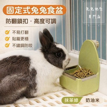 「兔兔地墊專門店」兔子固定式食盆 防翻鎖扣 高度可調 不鏽鋼防咬設計 籠內飼料盆 兔子天竺鼠龍貓 小寵食盆 小寵飼料碗