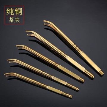純銅茶夾茶刀兩用茶道六君子花梨木茶具大號杯夾子茶勺茶杯叉茶針