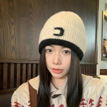 【巴黎精品】毛帽針織帽-撞色字母個性套頭保暖羊毛女帽子6色a1ip27