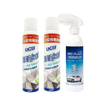 ARC-FLASH 光觸媒汽車專用瞬效除臭噴霧+U-cool優酷涼瞬涼冷凍噴霧2入