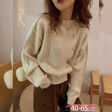 針織立領側排珠釦魚骨交錯外套 F【734778X】【現+預】☆流行前線☆