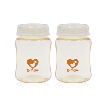 新貝樂C-more C1三合一雙邊電動吸乳器專用配件-PPSU寬口儲奶瓶 兩入