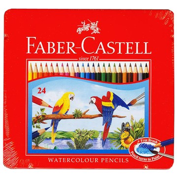 Faber-Castell 輝柏 進口24色鐵盒色鉛筆 紅盒.水性 115925 (NOD)