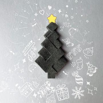 皮革胸針（聖誕樹）