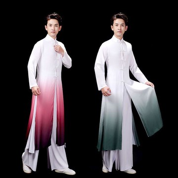 風漢唐舞蹈服水墨色書生男款古風舞蹈表演服