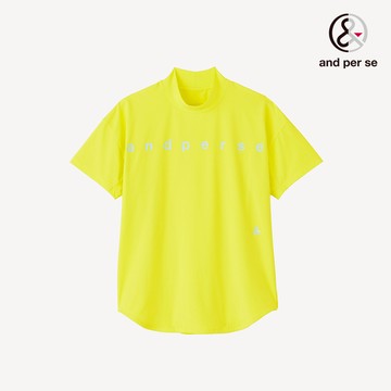 【and per se】女款檸檬色多向彈性吸汗速乾UV防護機能寬版立領短袖棉衫 DLT209V5