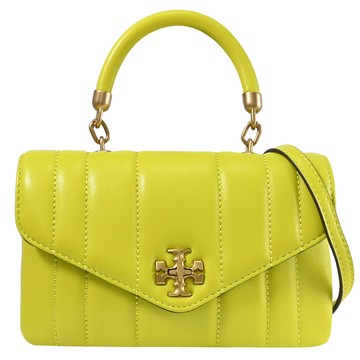 TORY BURCH 143506 經典LOGO翻蓋轉釦兩用包.黃綠色