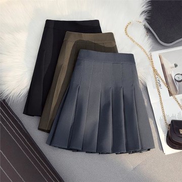 防走光西裝面料黑色百褶半身裙女春夏秋新款顯瘦高腰小個JK短裙子