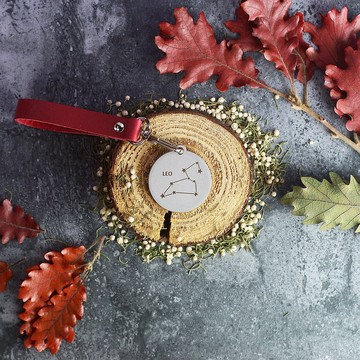 【OPUS東齊金工】當貓咪變身獅子座-不鏽鋼鑰匙圈吊飾/植鞣皮