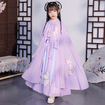 兒童漢服女童古裝超仙女唐裝中國風12歲女孩公主裙薄款兩件套春夏