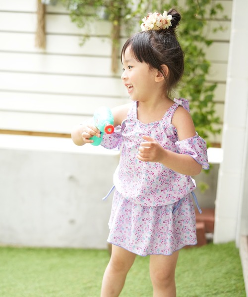 Utatane キッズ水着 女の子 オフショル小花 Kids 水着 着物 浴衣 水着 通販 Lineポイント最大get Lineショッピング