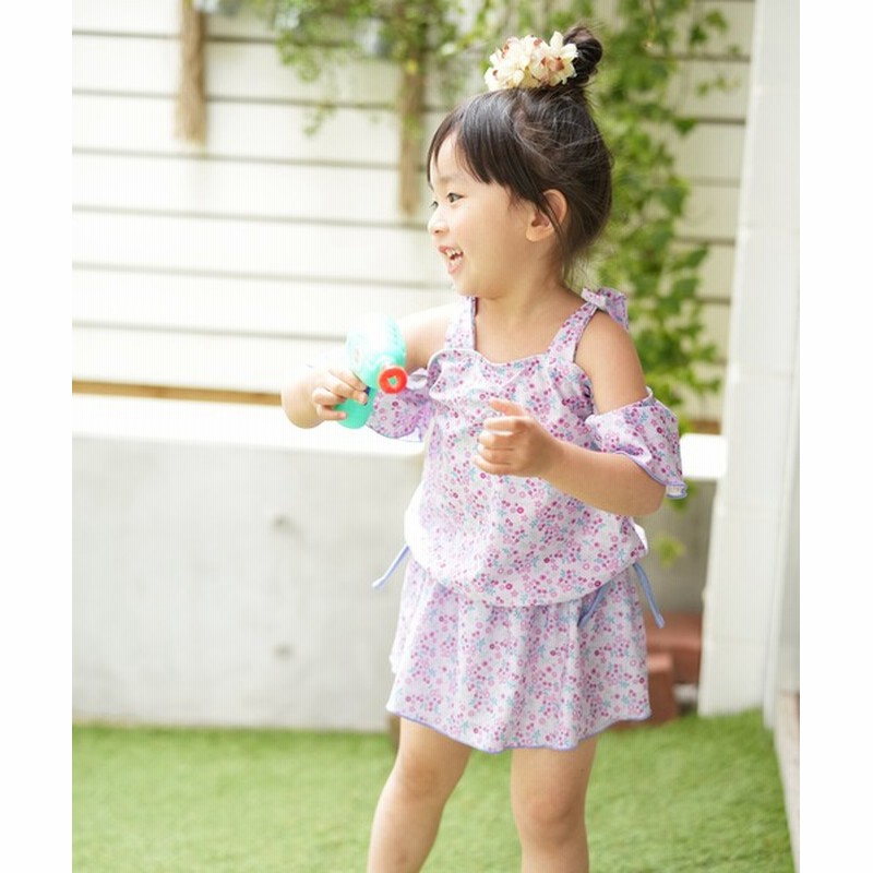 Utatane キッズ水着 女の子 オフショル小花 Kids 水着 着物 浴衣 水着 通販 Lineポイント最大get Lineショッピング