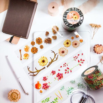 秋季花繪2-自帶離紙PET膠帶