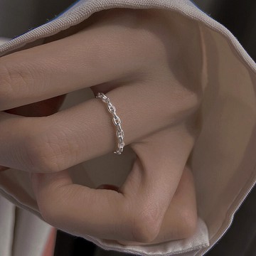 S925通體純銀 D0602 環環相扣鏈條設計 可調式戒指 可調戒指 可調整戒指 | Sweet Air