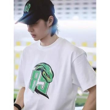 王一博同款美式白色印花短袖T恤男女夏季2026新款設計感半袖上衣