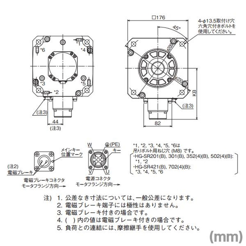 三菱電機 HG-SR201B サーボモータ HG-SR 1000r/minシリーズ 電磁