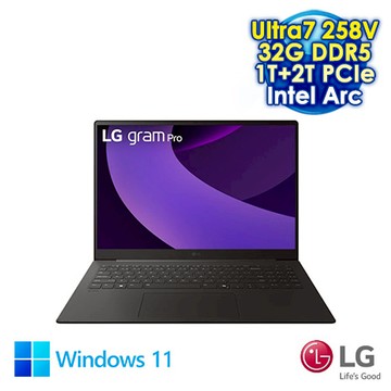 LG gram 16Z90TS-G.AU89C2 太空灰 16吋AI筆電 (WQXGA IPS/Intel Ultra7 258V/32G DDR5/1TB+2T PCIE S