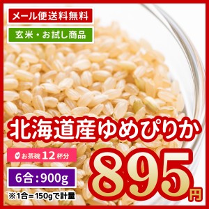 ポイント消化 お米 玄米 北海道産 ゆめぴりか 900g （450g×2） 6合 送料無料 お試し 令和5年産 食べきり ※メール便のため日時指定・代