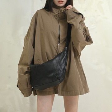 簡約拼接長背帶背包-黑色