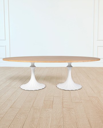 96" Cerused Oak Top Dining Table