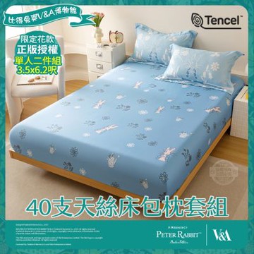 【PETER RABBIT 比得兔】比得兔與V&A博物館 甜蜜花嫁-單人40支天絲床包枕套組(正版授權/天絲/二件組)