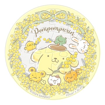 Pompompurin 布丁狗 花朵系列 拼圖磁鐵 圓 HP0116018 含羞草花 磁性拼圖  16片  1盒