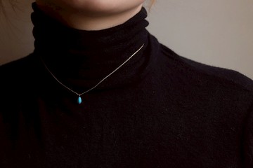 14K Retro Drop Shape Turquoise Necklace 復古土耳其石項鍊