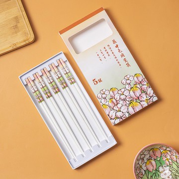 花中兔陶瓷筷中秋送禮筷子禮盒裝家用不易發霉快子公司禮品包郵 h802