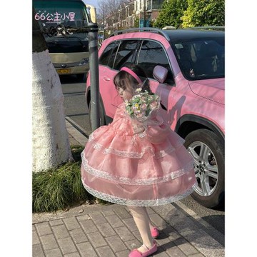 66公主女童連衣裙女童春裝2025新款公主風兒童裙子小女孩春季長裙